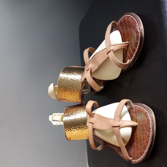 Sam Edelman Genette Gold and Tan Gladiator Sandals - Picture 14 of 14